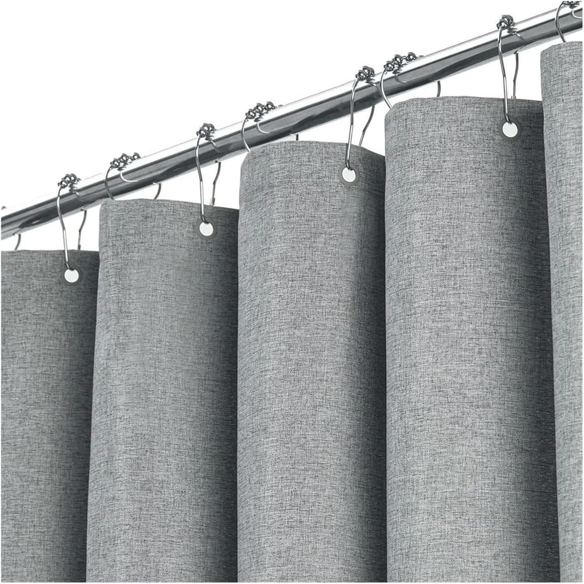 DUSCHVORHANG, Grau, Leinenoptik, 200 x 200 cm - Grau, Textil (200/200cm)