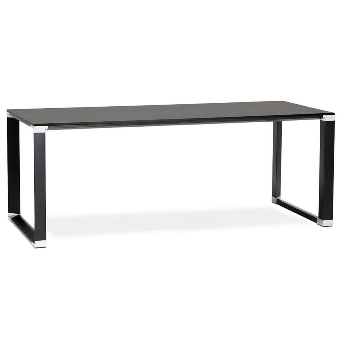 SCHREIBTISCH Groß Chromakzente Büro KERIX, Schwarz 200x100x74 cm - Schwarz, Holz/Metall (100/200/74cm) - KADIMA DESIGN