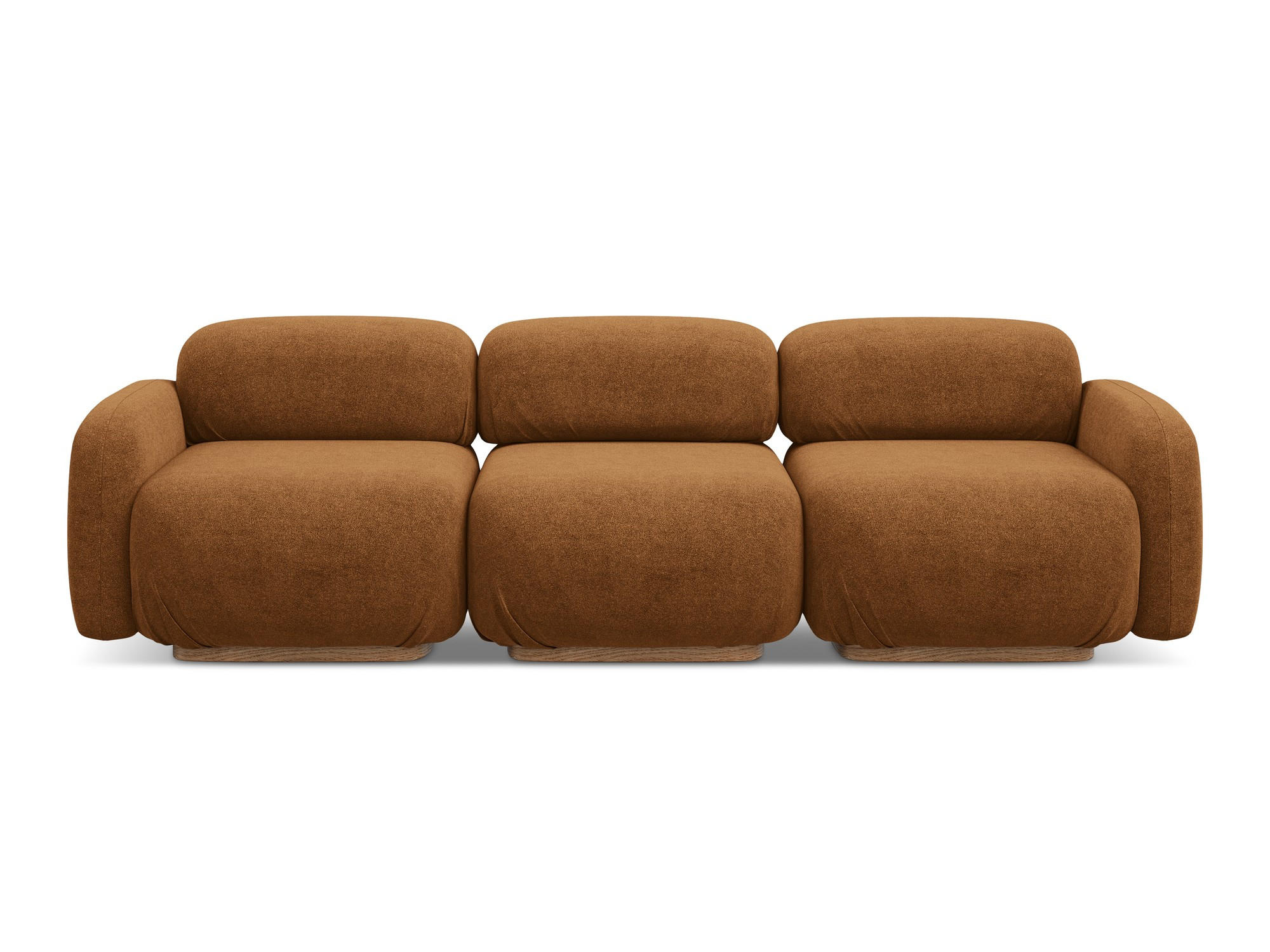 4-SITZER-SOFA Bouclé Stoff Orange - Pink/Terra cotta, Holz/Textil (270/73/95cm) - Makamii