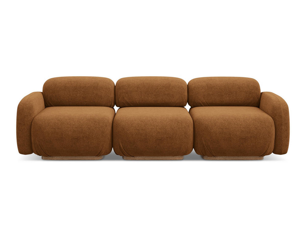 4-SITZER-SOFA Bouclé Stoff Orange - Pink/Terra cotta, Holz/Textil (270/73/95cm) - Makamii