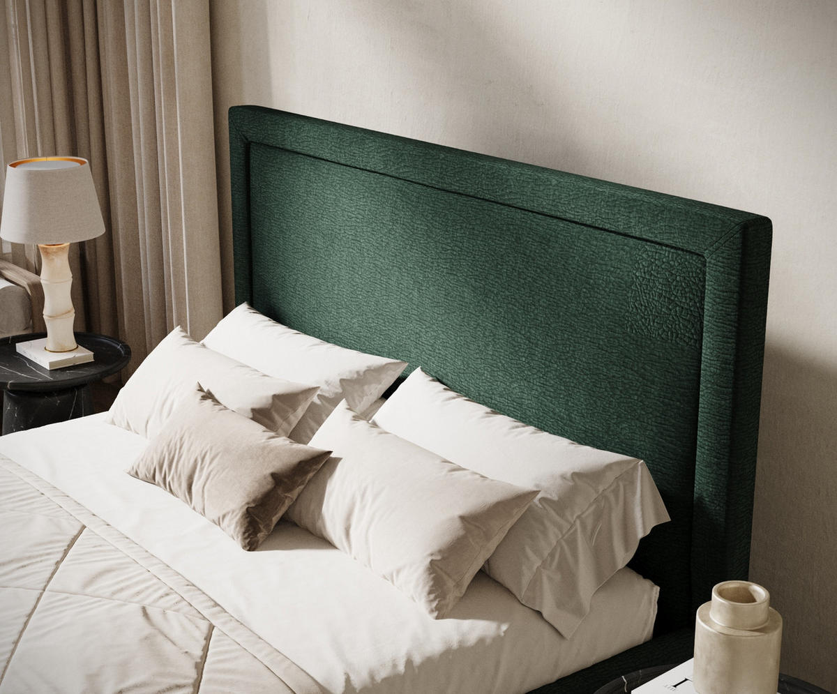POLSTERBETT Ordina Dunkelgrün 160/200 cm im Chenille-Stoff - Dunkelgrün/Schwarz, Holz/Holzwerkstoff (160/200cm) - Maison de Reve