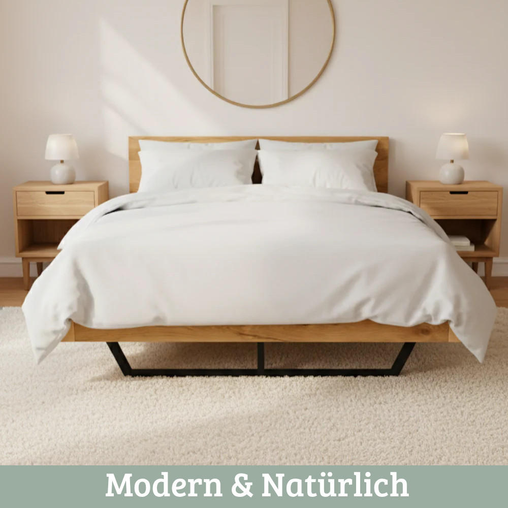 Thumbnail - Deluke Massivholzbett, Braun, Holz, Echtholz,Eiche, 140x200 cm, Schlafzimmer, Betten