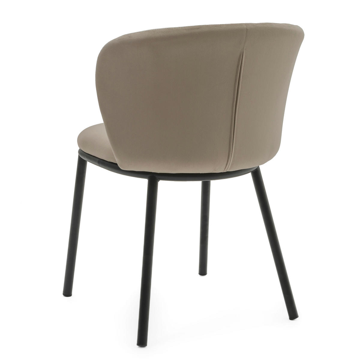 STUHL BARI gepolsterter mit Steppung - dunkelbeige - Samt Velour - Schwarz/Braun, Textil/Metall (54/81/57cm) - NEW HOME