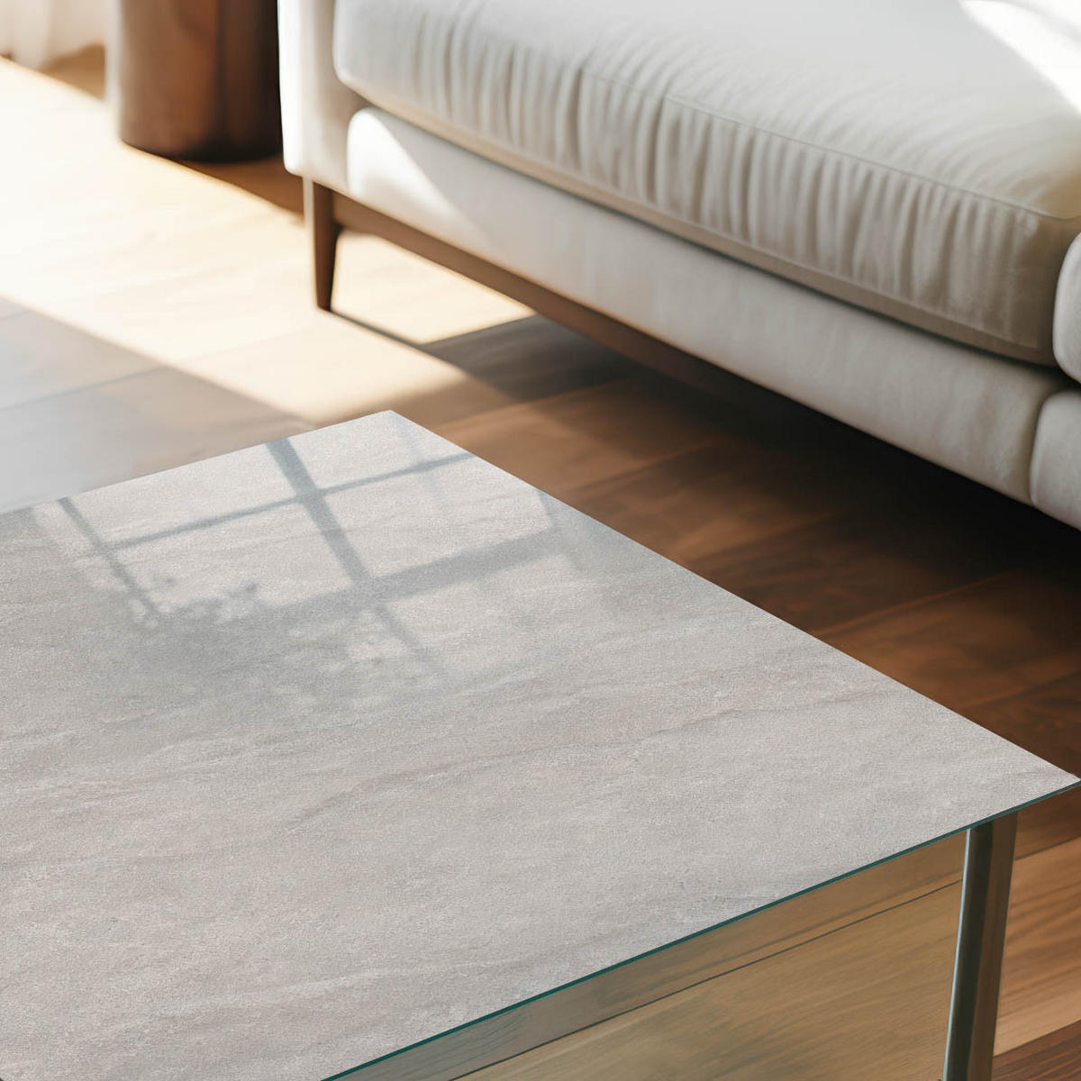 TISCHPLATTE 100x50 cm – Grauer Stein - Grau, Glas (100/50/0.4cm) - Wallfluent