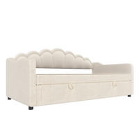 TAGESBETT 90/200 cm DE-04733, mit LED, Hydraulik und Stauraum in Beige - Beige, Holzwerkstoff/Metall (90/200cm) - ComfortXL