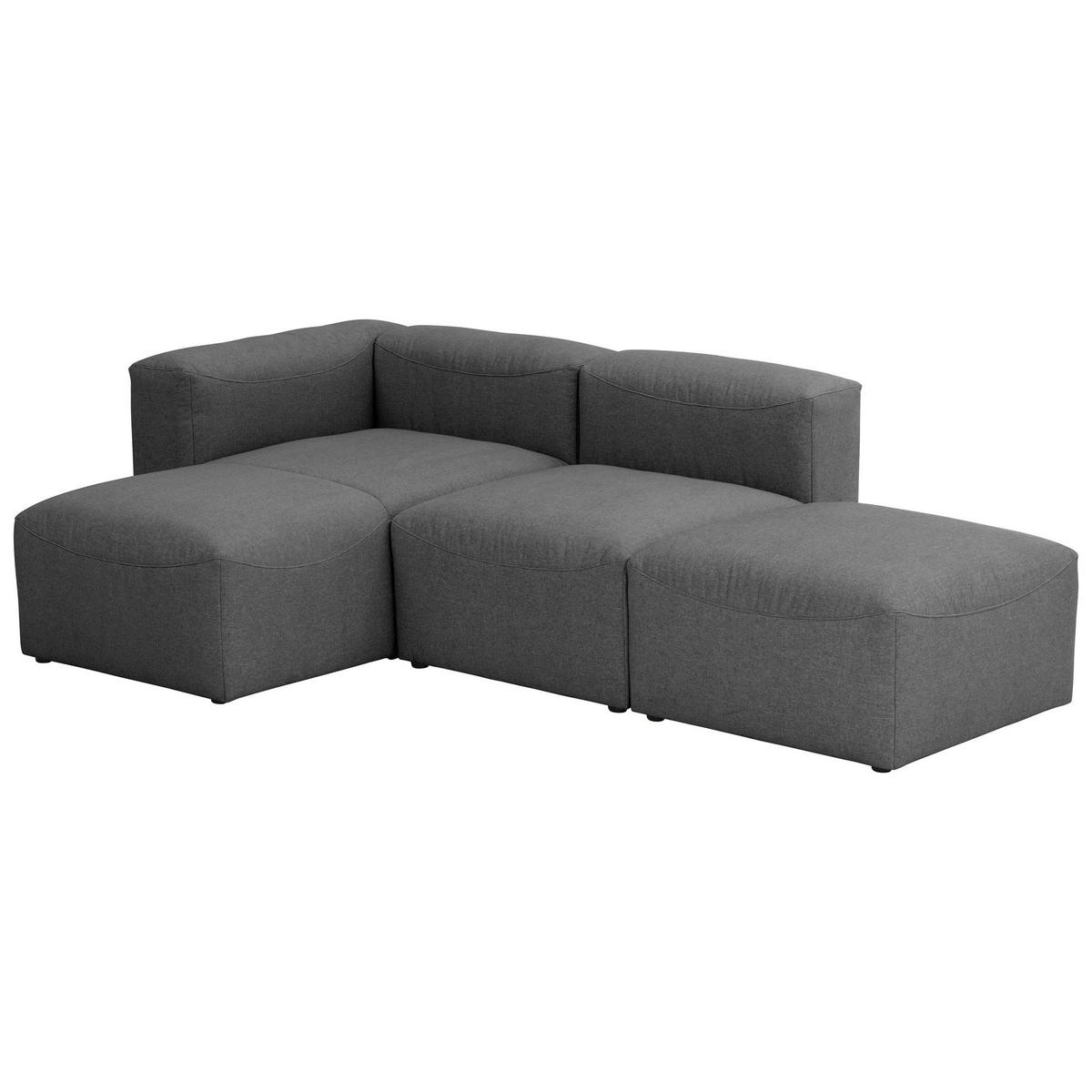 ECKSOFA mit Hocker rechts Kattrina Flachgewebe anthrazit - Anthrazit, Kunststoff (160/250cm) - 58aufmkessel