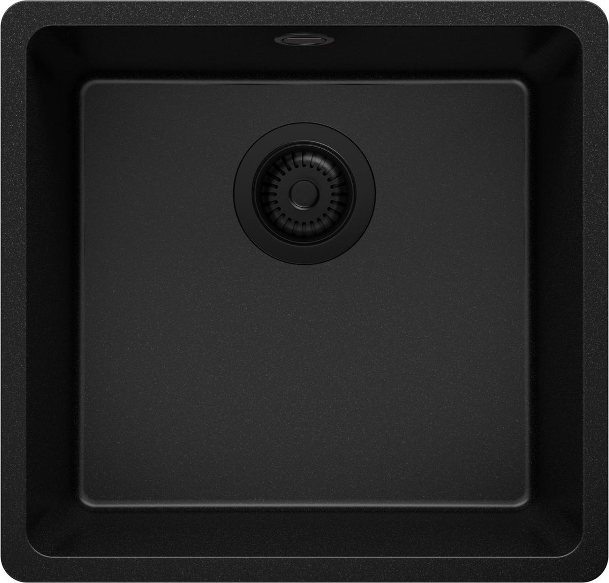 UNTERBAUSPÜLE GRANIT Venedig Easy, 2-er set Alles Schwarz 46/44 cm 1 Becken + Ablauf-Set ab 50er Unterschrank - Schwarz, Kunststoff (46/20/44cm) - Primagran