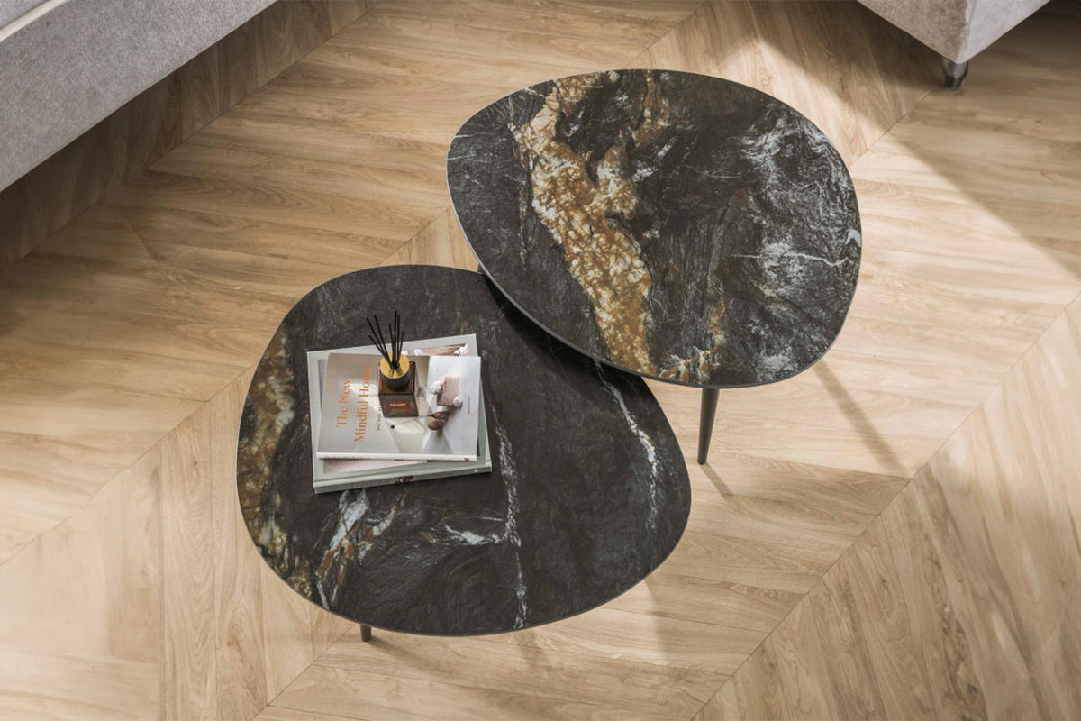 COUCHTISCH-SET PONTE Schwarz Keramik - Schwarz, Keramik/Metall (70/58/40cm) - KAWOLA