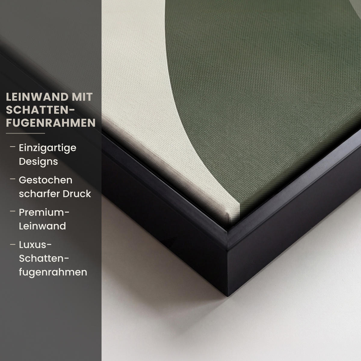 LEINWAND Bilder mit Rahmen - Japandi - Grün - Abstrakt - Modern - 30x40 - Salbeigrün, Textil (30/40cm) - MuchoWow