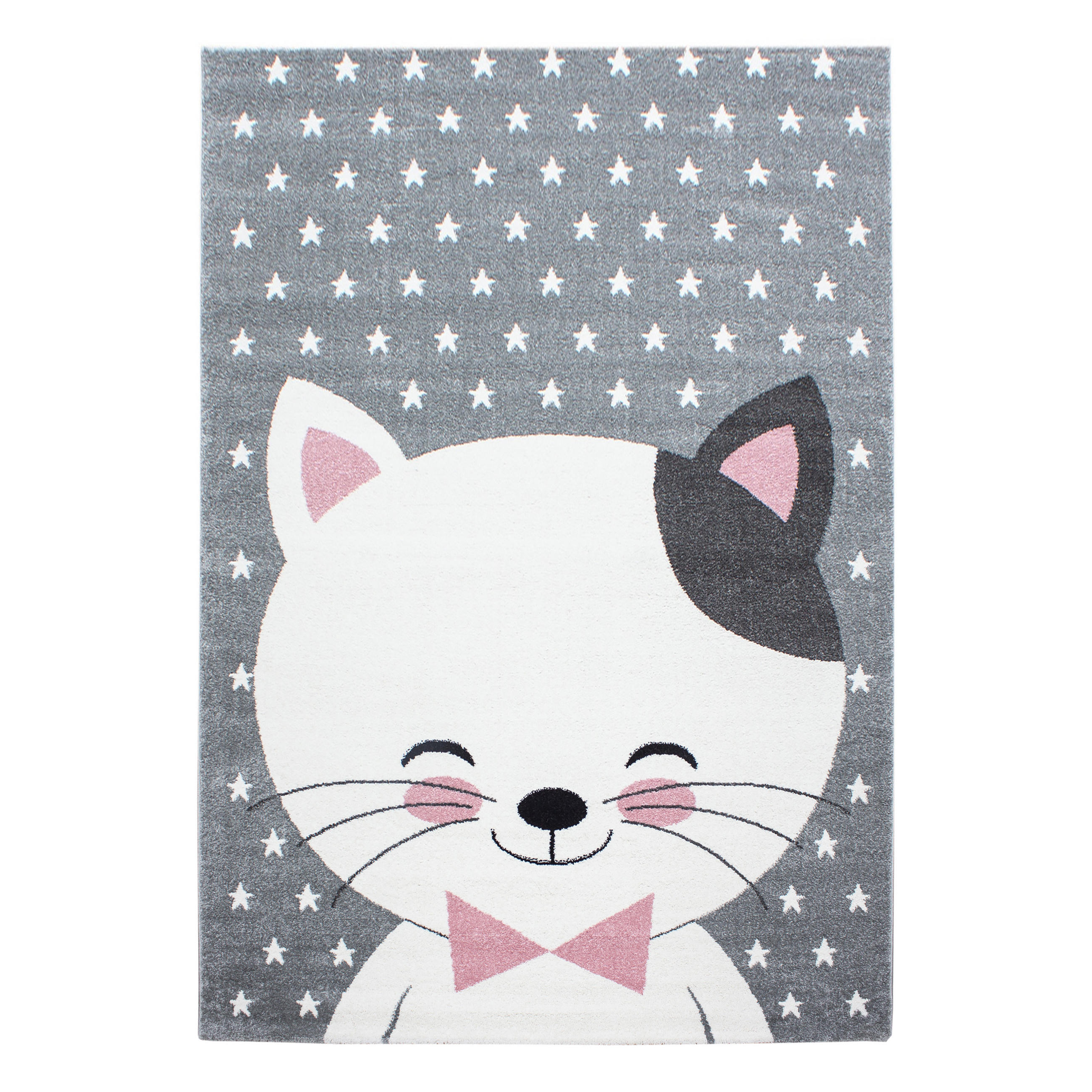 KINDERTEPPICH Katze Pflegeleicht Waschbar Kinderzimmer OEKO-TEX Pink 160x230 cm Gekettelt – LAGO - Rosa, Textil (160/230cm) - KADIMA DESIGN