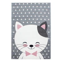 KINDERTEPPICH Katze Polypropylen gewebt saugroboter Kurzflor Kinderzimmer Pink Rechteckig 120x170 - Rosa, Textil (120/170cm) - KADIMA DESIGN