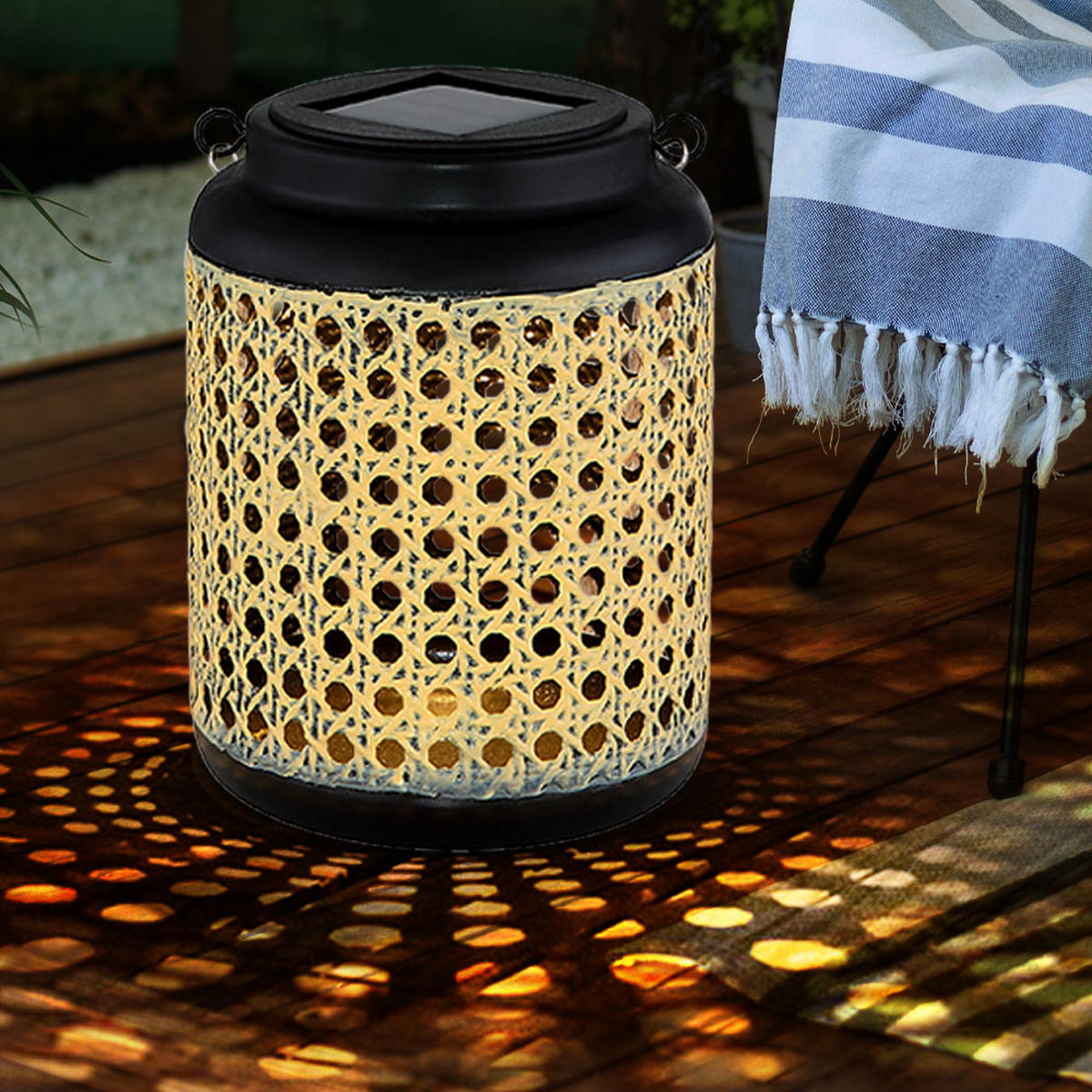 LED AUSSENLEUCHTE Bambusoptik Braun Hängend - Braun, Holz (12/12/30cm) - Globo Lighting