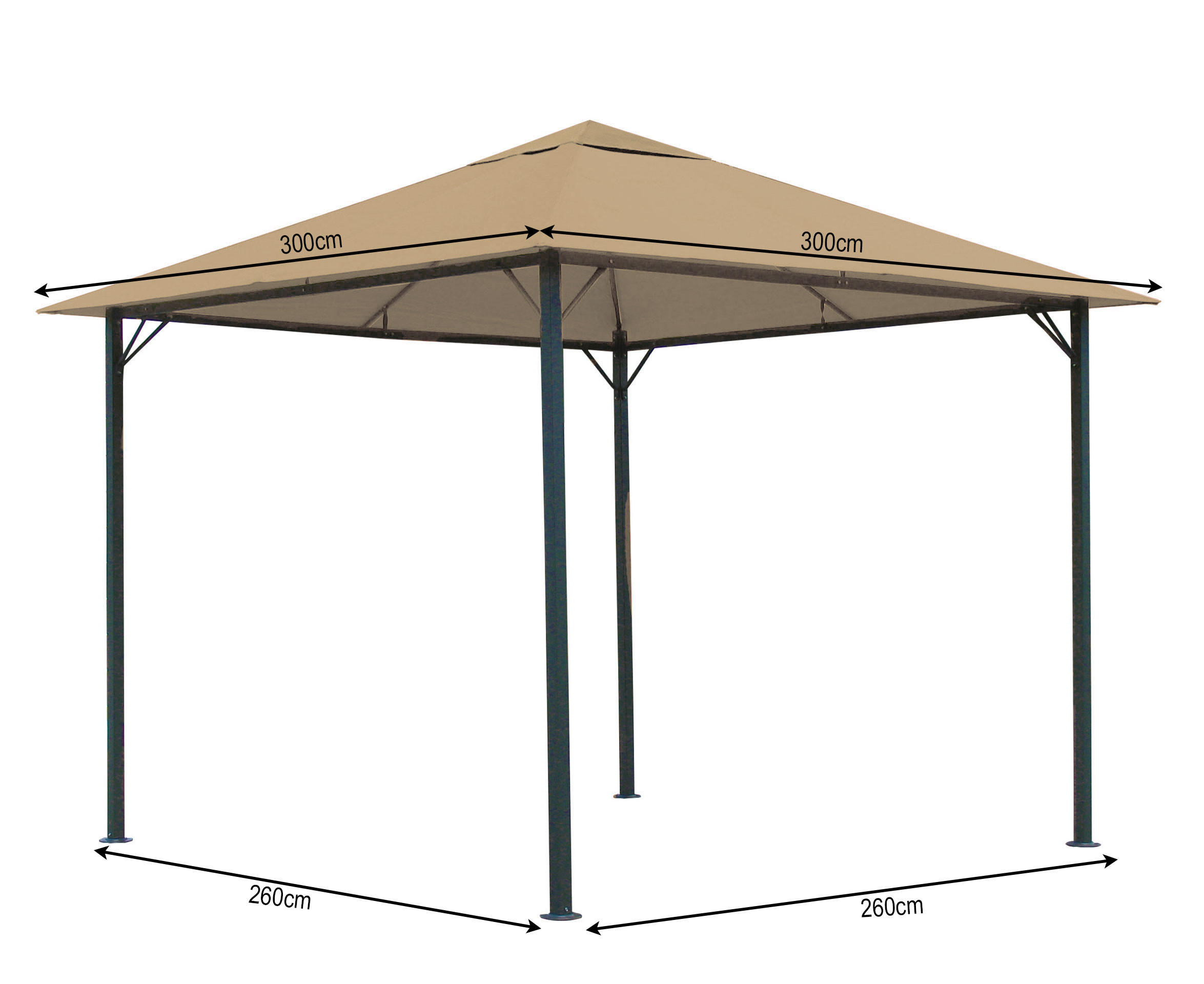 PAVILLON Nizza 3x3m Sand - Beige, Metall (300/263/300cm) - QUICK STAR
