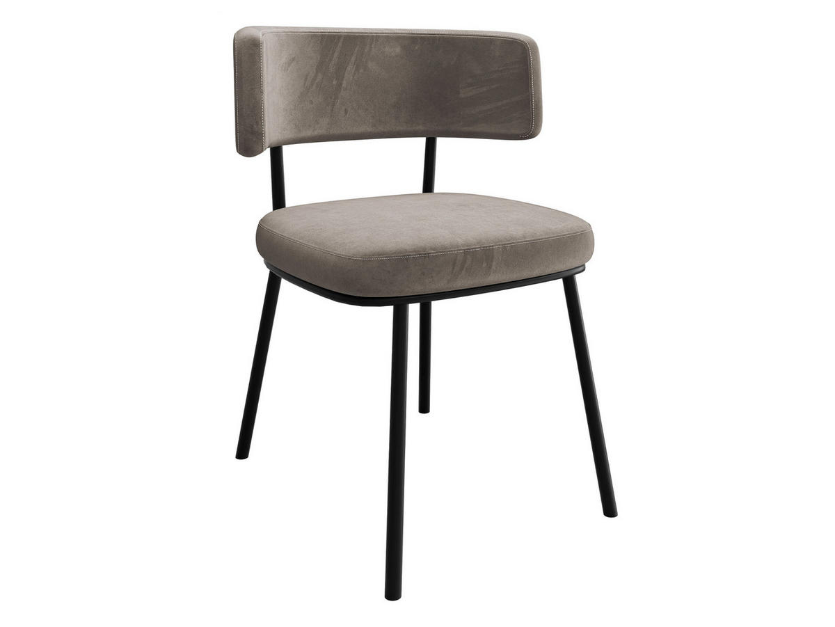 POLSTERSTUHL Iga - Schwarz/Grau, Textil/Metall (58/75/57cm) - MIRJAN24