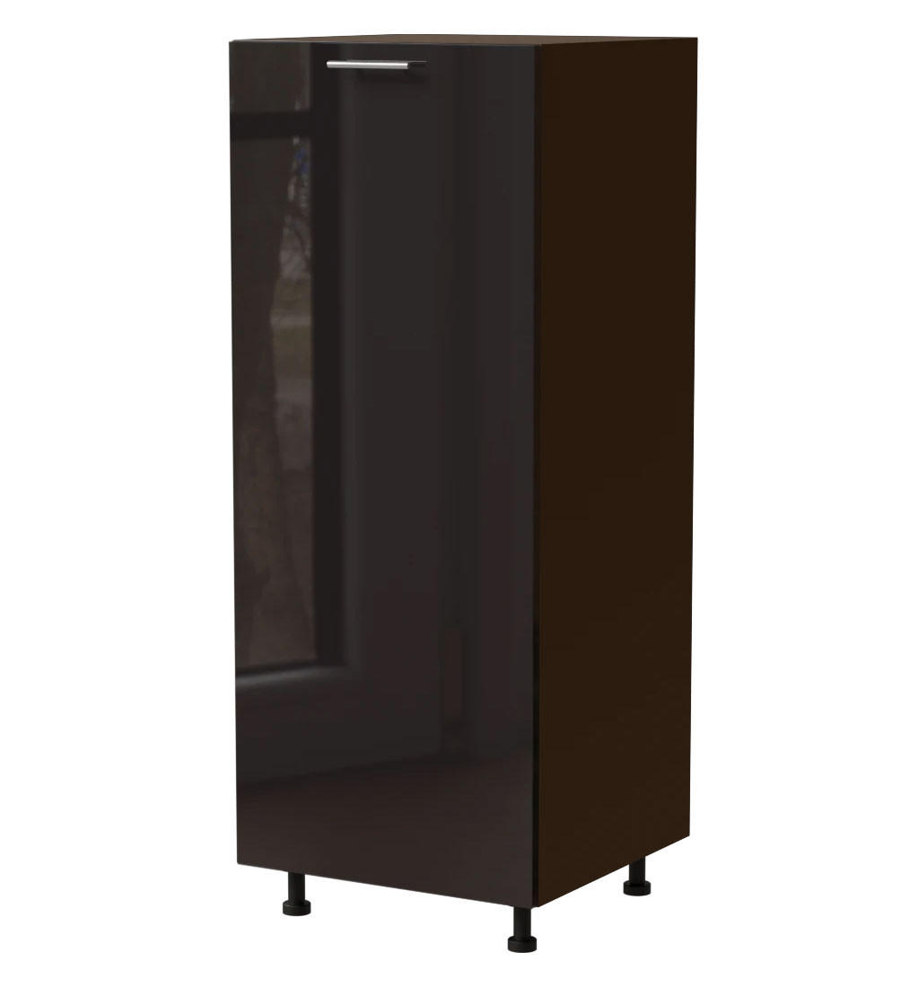 Feldmann-Wohnen Vorratsschrank Schwarz Hochglanz, Dunkelgrau 60x154x59 cm
