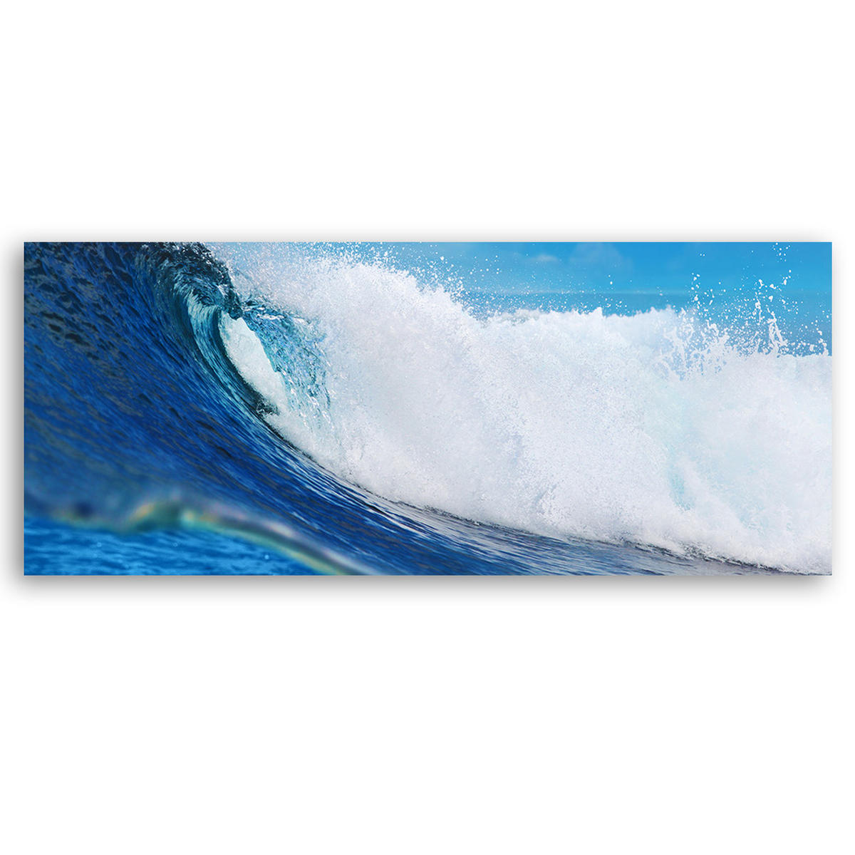 WANDBILD blaue welle - Blau, Textil (90/30cm) - Feeby