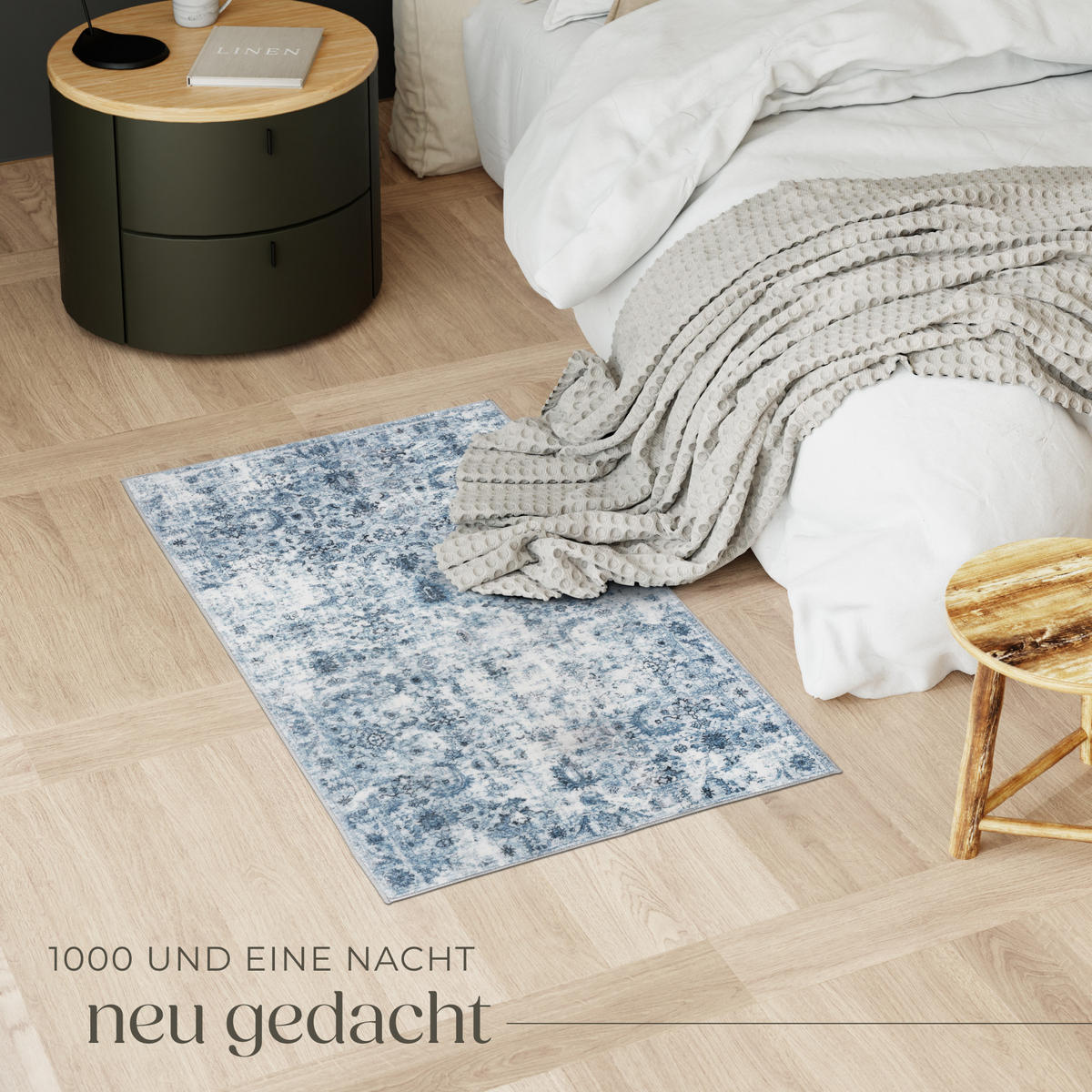 TEPPICH Vintage Design Amara,rutschfeste Unterseite,blau - Blau, Kunststoff (60/110cm) - tectake