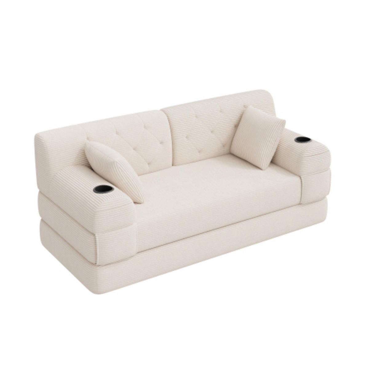 SCHLAFSOFA mit Metallrahmen beige 168×80×81 cm aus Cordstoff - Beige, Textil (80/81/168cm) - Luhomfu