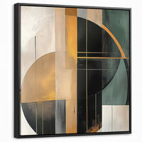 LEINWAND Bilder mit Rahmen - Abstrakt - Gold - Bronze - Grün - Formen - Modern - 50x50 - Multicolor, Textil (50/50cm) - MuchoWow