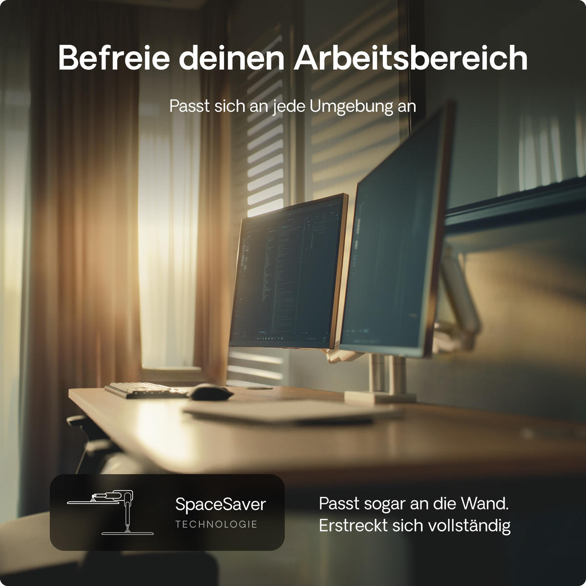 MONITORHALTERUNG, Weiß, Tischhalterung für 2 Monitore 17"-32", VESA 75x75mm, VESA 100x100mm - Schwarz, Kunststoff/Metall (95/12.4/62.3cm) - Desktronic