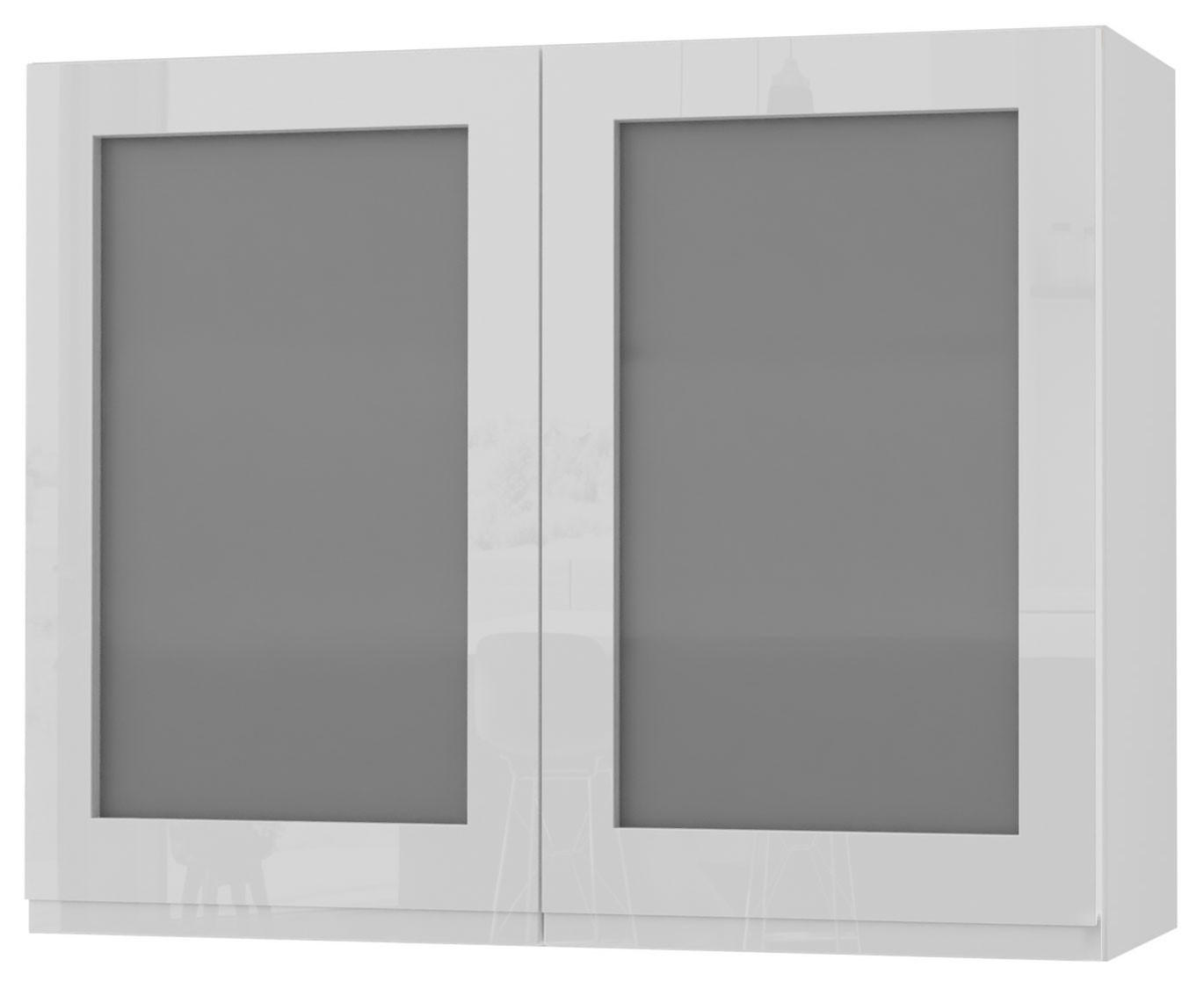 Feldmann-Wohnen Hängeschrank Weiß Hochglanz, Weiß 90x72x32.5 cm