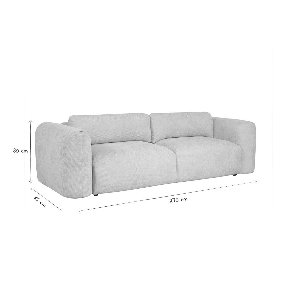 SCHLAFSOFA Beiger Chenille-Veloursstoff 4-Sitzer CRUSH - Beige, Kunststoff (115/80/270cm) - Miliboo