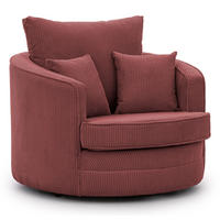 DREHSESSEL Ted aus Terrakotta Cord-Stoff - Terra cotta/Schwarz, Holz/Textil (107/94/100cm) - S-Style Möbel