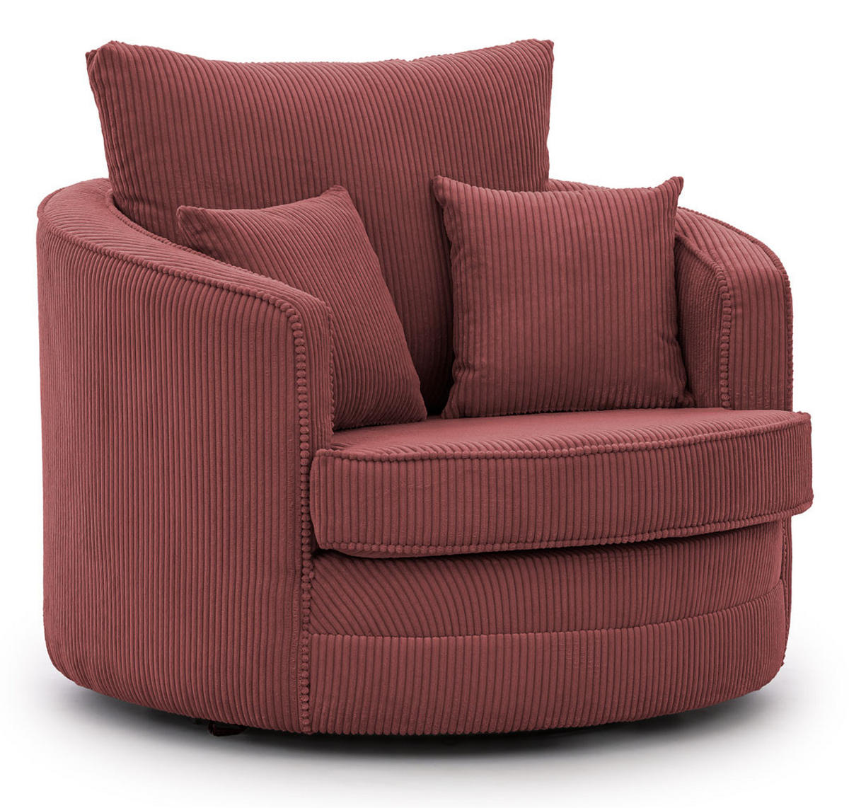 DREHSESSEL Ted aus Terrakotta Cord-Stoff - Terra cotta/Schwarz, Holz/Textil (107/94/100cm) - S-Style Möbel