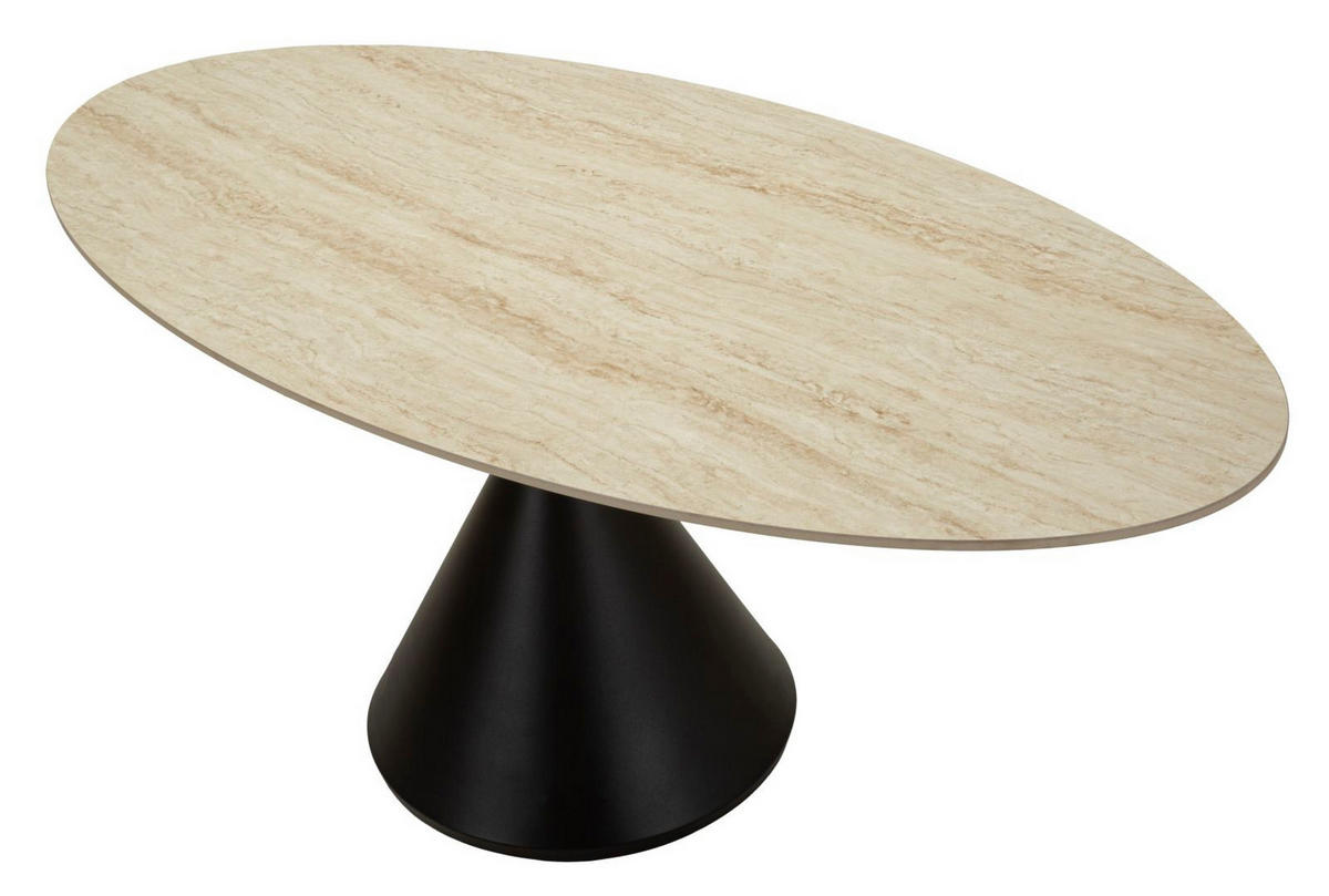 ESSTISCH Space, cremefarben und schwarz, MDF und Eisen, 180 x 90 x 73 cm - Creme/Schwarz, Holzwerkstoff/Metall (90/180/73cm) - Mauro Ferretti