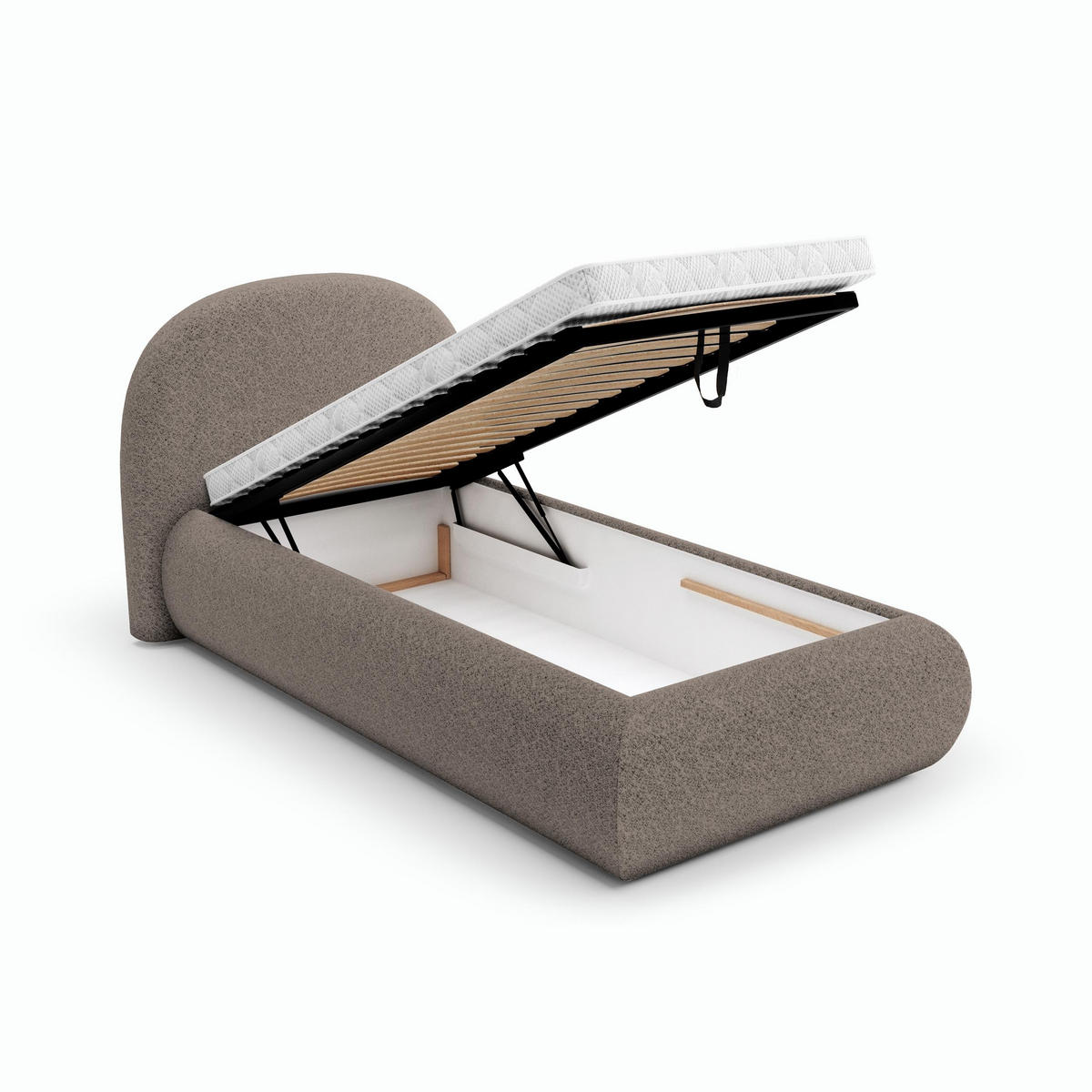 POLSTERBETT Motti 90x200, Einzelbett mit Bettkasten und Schaumstoffmatratze 10 cm, Cappuccino - Cappuccino, Holzwerkstoff (90/200cm) - Beautysofa