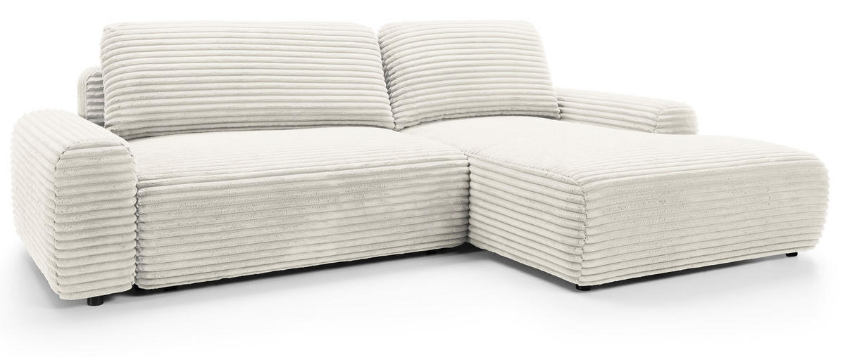 ECKSOFA 260 cm Cantara mit Cordstoff, Bettkasten, Rechts, Creme - Creme, Holz (162/264cm) - Emporius