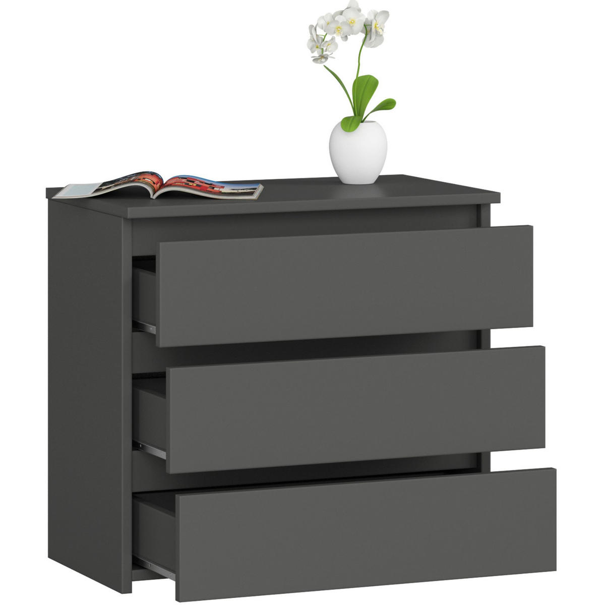 NACHTSCHRANK Grau 60x35x57 cm - Grau/Sonoma Eiche, Holzwerkstoff (60/57/35cm) - Akord