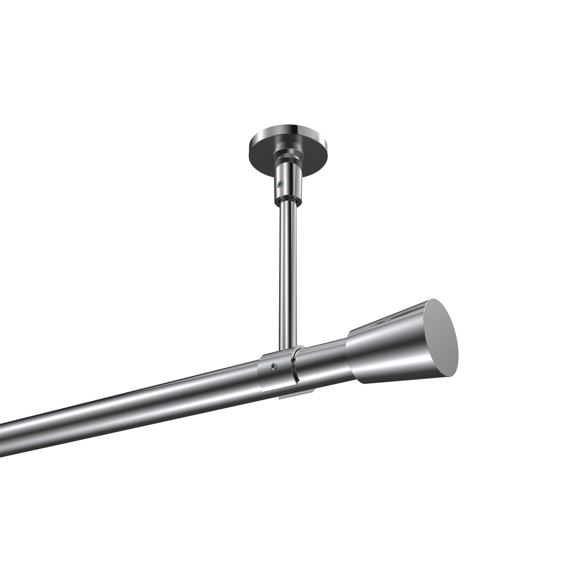 GARDINENSTANGEN-SET Sonette Sitra 400 cm (geteilt in 2 x 200 cm), 1-läufig, 20 mm Ø Chrom - Chromfarben, Metall (400cm) - INTERDECO