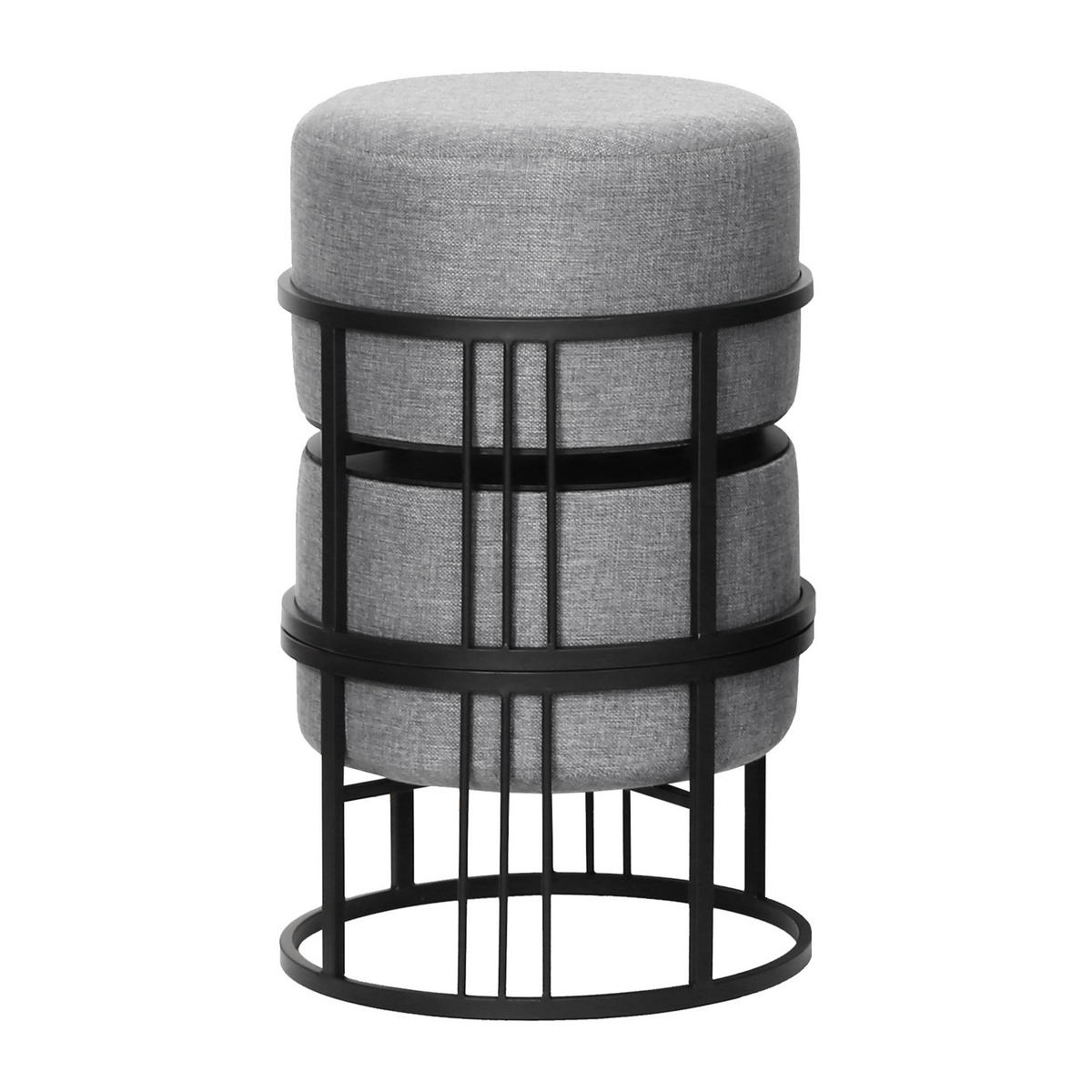 SADA 2 STOLIČEK Tas - černá/světle šedá, kov/kompozitní dřevo (38/38/38cm) - [en.casa]