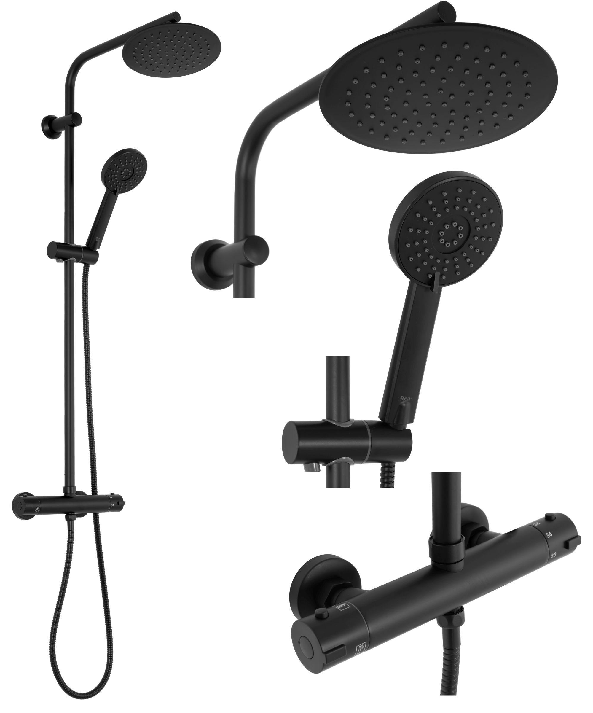 DUSCHSET Rea Bliss Black - Schwarz, Metall (27.5/100/38.5cm) - REA