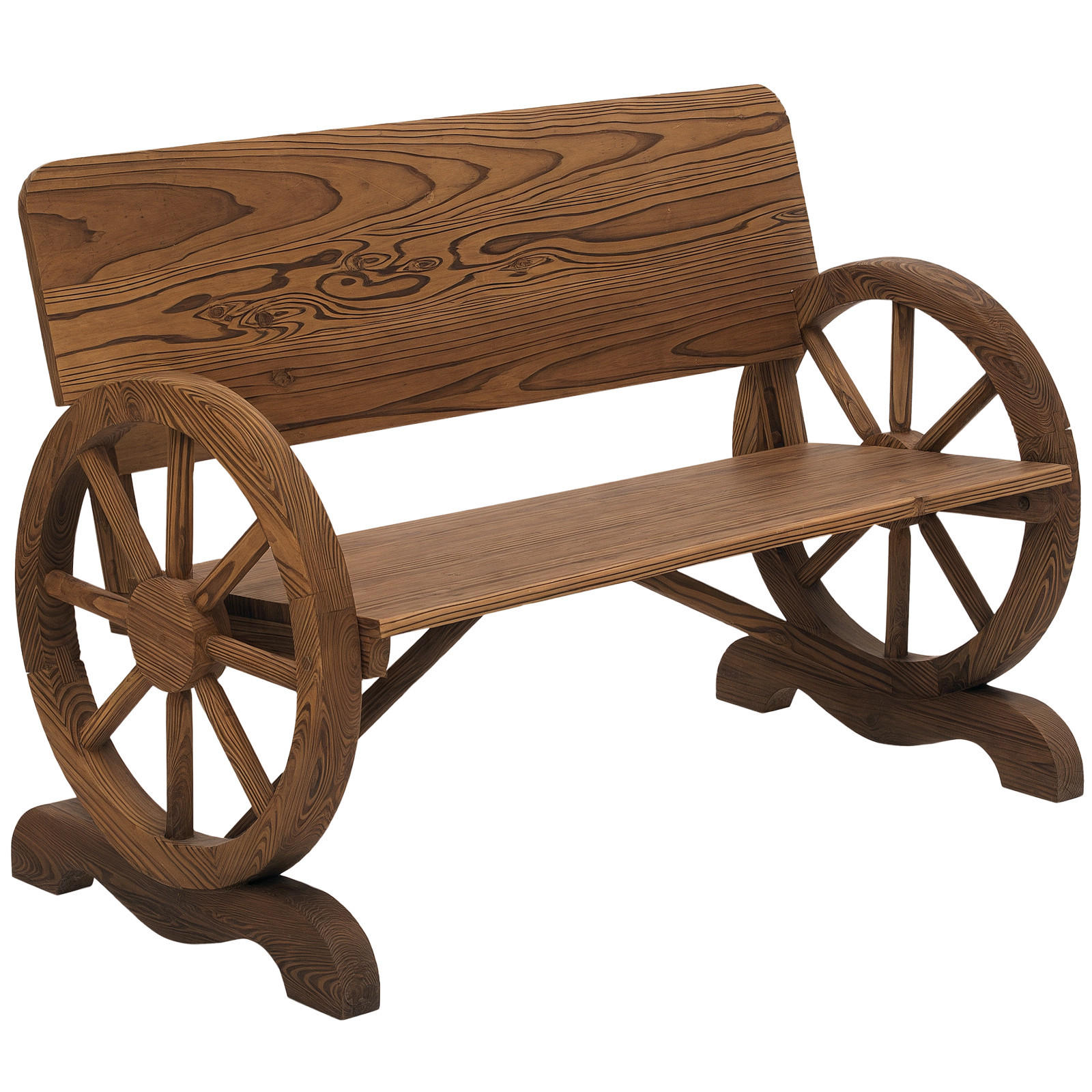 GARTENBANK DE-17761 3-Sitzer mit Wagenrädern & Lattenrost Carbonisiert - Braun, Holz (114/80/58cm) - ComfortXL