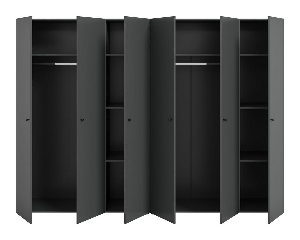 KLEIDERSCHRANKKOMBINATION Arbor (B/H/T: ca. 240/176/51 cm) in anthrazit/anthrazit - Anthrazit, Holzwerkstoff (240/176/51cm)