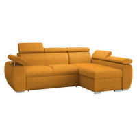 ECKSOFA Boston Mini, Seite: Rechts - 2R+LC - Chromfarben/Currygelb, Holz/Textil (255/170cm) - MIRJAN24