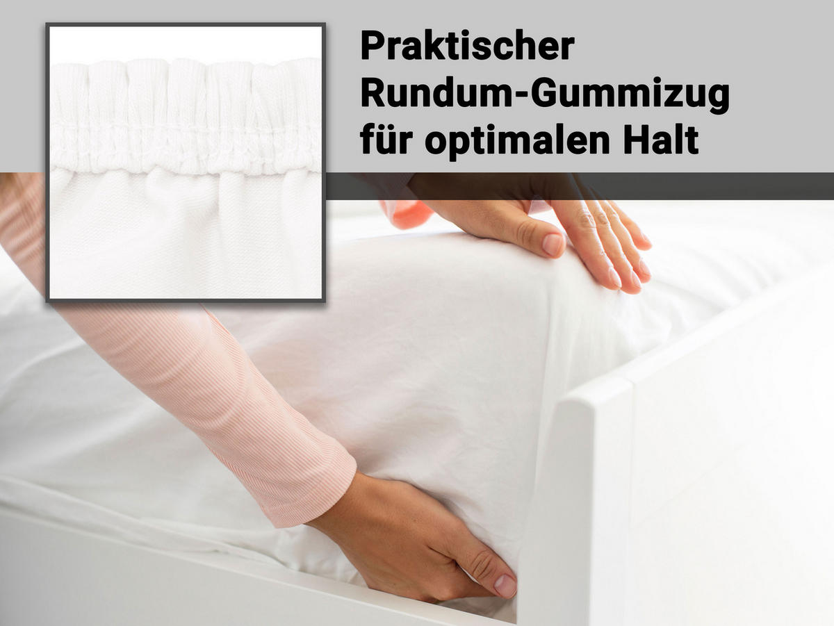 SPANNBETTLAKEN, 100x200 cm, 95% Baumwolle, 5% Elastan, Weiß - Weiß, Textil (100/200cm) - Zollner
