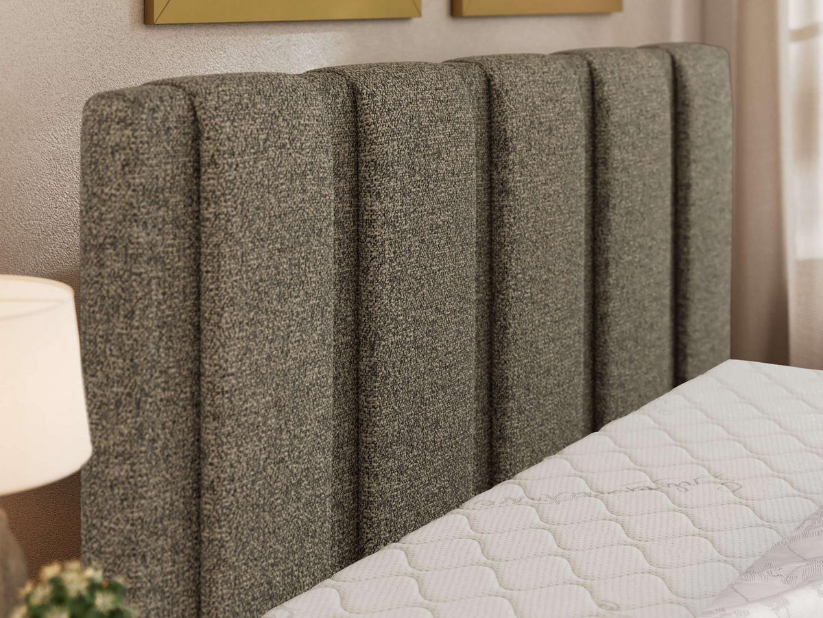 ČALOUNĚNÁ POSTEL SAVINO CLASSIC 140/200 - Šedá Strukturovaná látka - s pěnovou matrací - šedá/černá, textil/plast (140/200cm) - MKS
