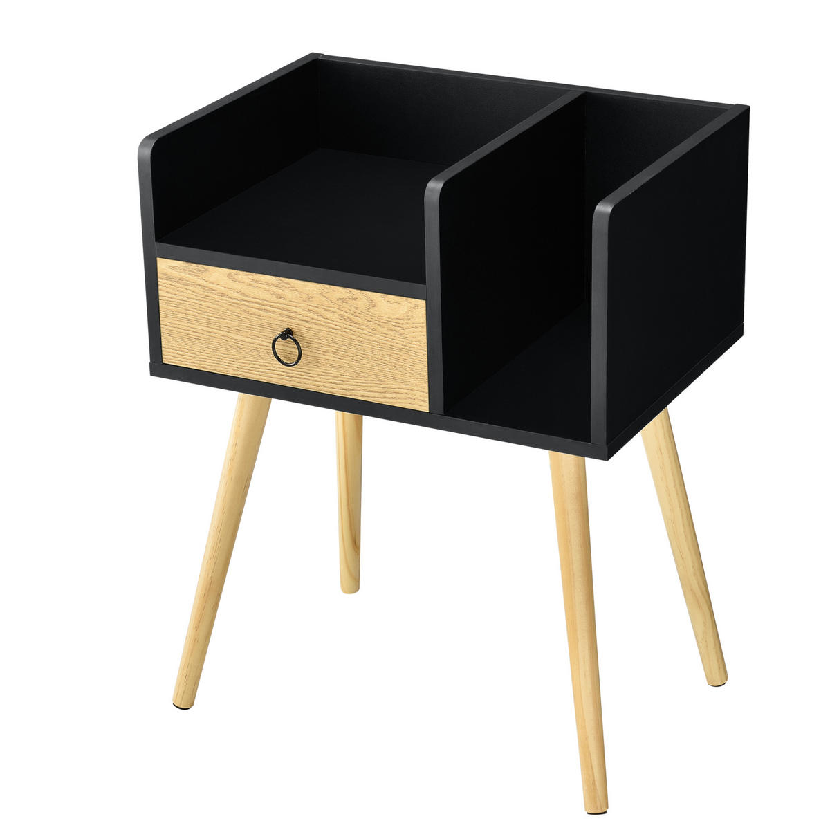 NACHTTISCH Gibbston - Schwarz, Holzwerkstoff (50/64/36cm) - [en.casa]
