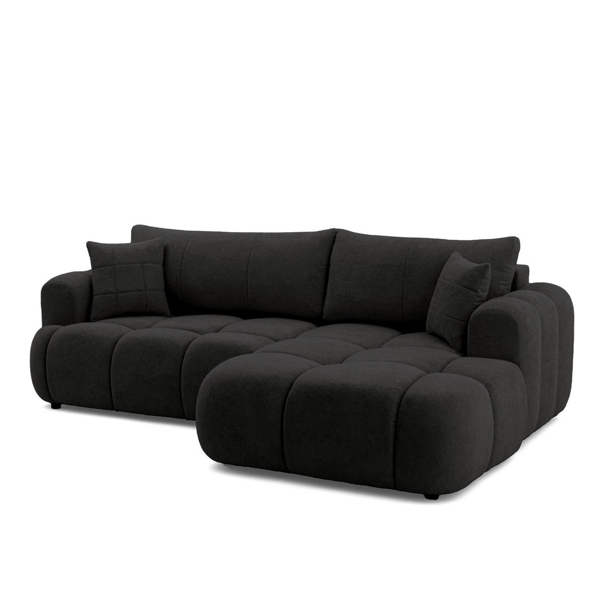 ECKSOFA CALM L Rechts mit Schlaffunktion 140x215 Webstoff schwarz - Schwarz, Holz/Kunststoff (151/261cm) - Muffo
