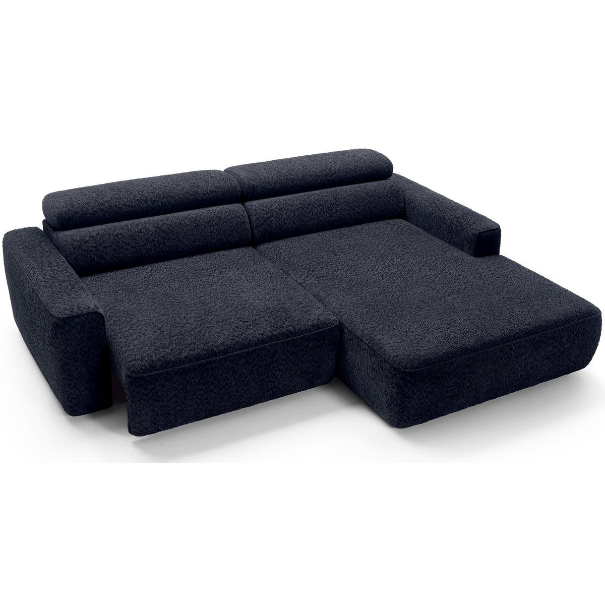 ROHOVÁ pohovka Fando s elektricky výsuvným sedákem, tmavě modrý ženil - černá/tmavě modrá, textil/plast (182/252cm) - Selsey