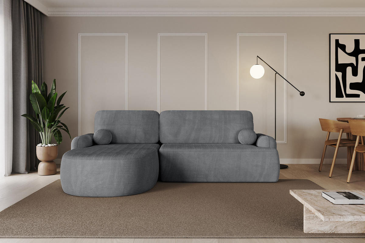 ECKSOFA mit Schlaffunktion und Bettkasten LIRA-L - 264x172x89 Dunkelgrau - Dunkelgrau, Holzwerkstoff/Textil (264/172cm) - ALTDECOR