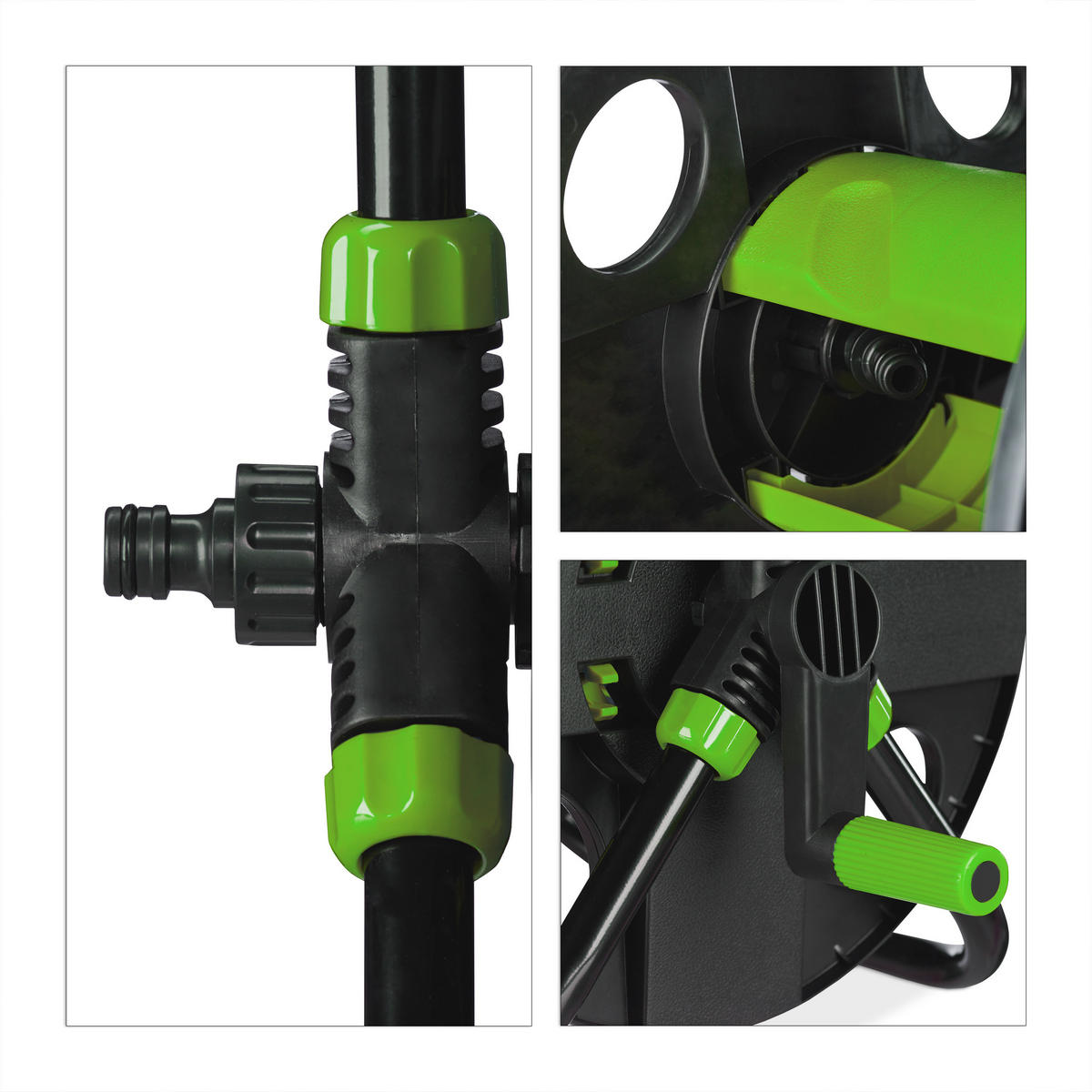 SCHLAUCHTROMMEL - Schwarz, Kunststoff/Metall (42/38/31cm) - Relaxdays