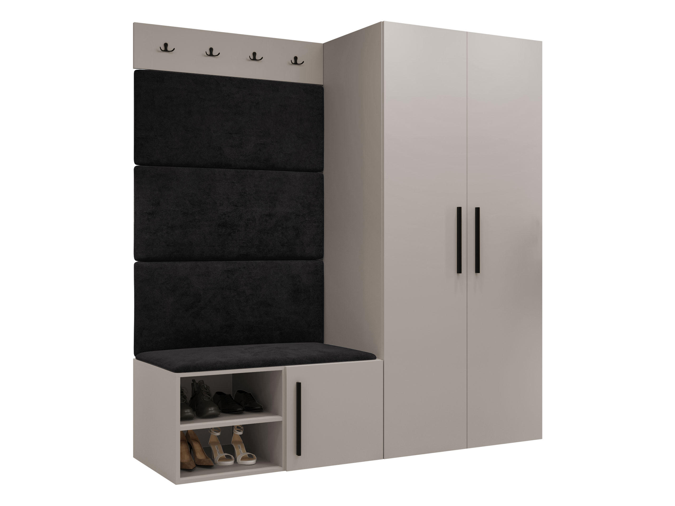 GARDEROBEN-SET Medi I - Kaschmir/Anthrazit, Holzwerkstoff/Kunststoff (80/191/50cm) - MIRJAN24