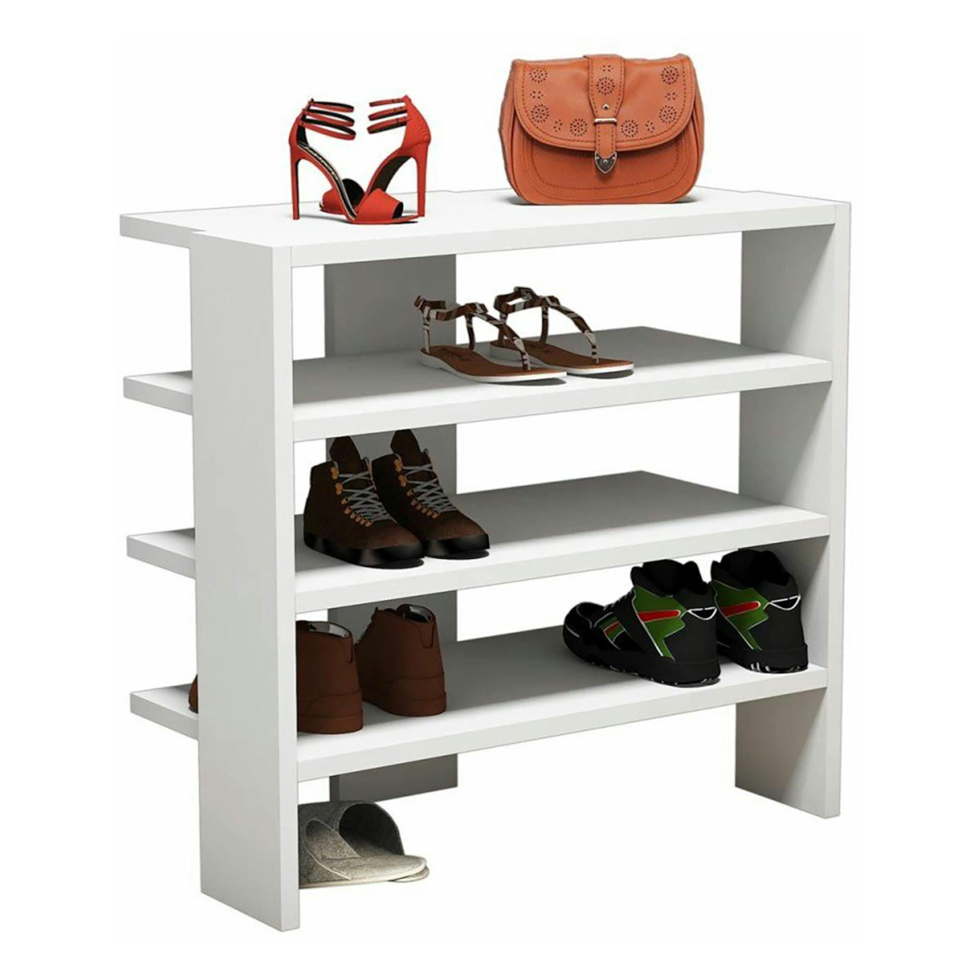 SCHUHREGAL Gudme - Weiß, Holzwerkstoff (64/60/32cm) - [en.casa]