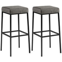 BARHOCKER 2er Set Stoff grau - Schwarz/Grau, Textil/Metall (37/78/37cm) - CLP