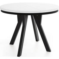 ESSTISCH Strato Black runder ausziehbarer, Weiß 80-160/80/77 cm - Schwarz/Weiß, Holz/Holzwerkstoff (80/160/77cm) - WFL GROUP