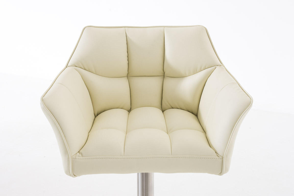 BARHOCKER Sihar Kunstleder Creme Silber - Creme, Leder/Metall (64/88/45cm) - DELUKE